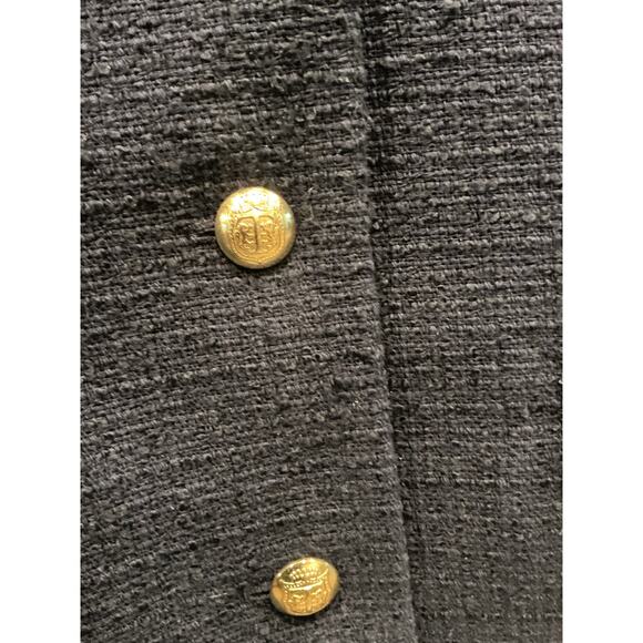 Talbots Contrast Trim Tweed Jacket Size 16P 16 Lady Blazer Navy Blue Preppy Ivy - Picture 9 of 12